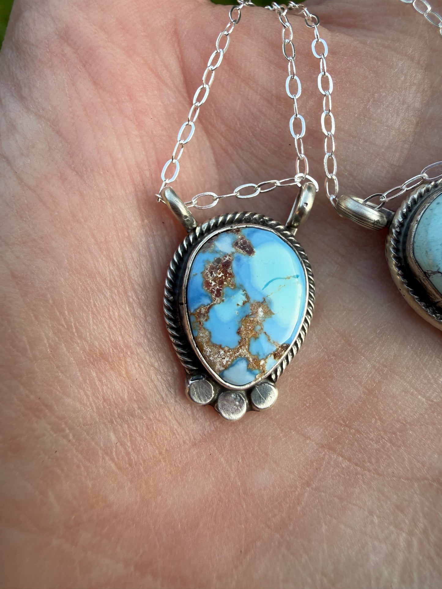 Navajo Golden Hills Turquoise Everyday Dainty Sterling Silver Necklace