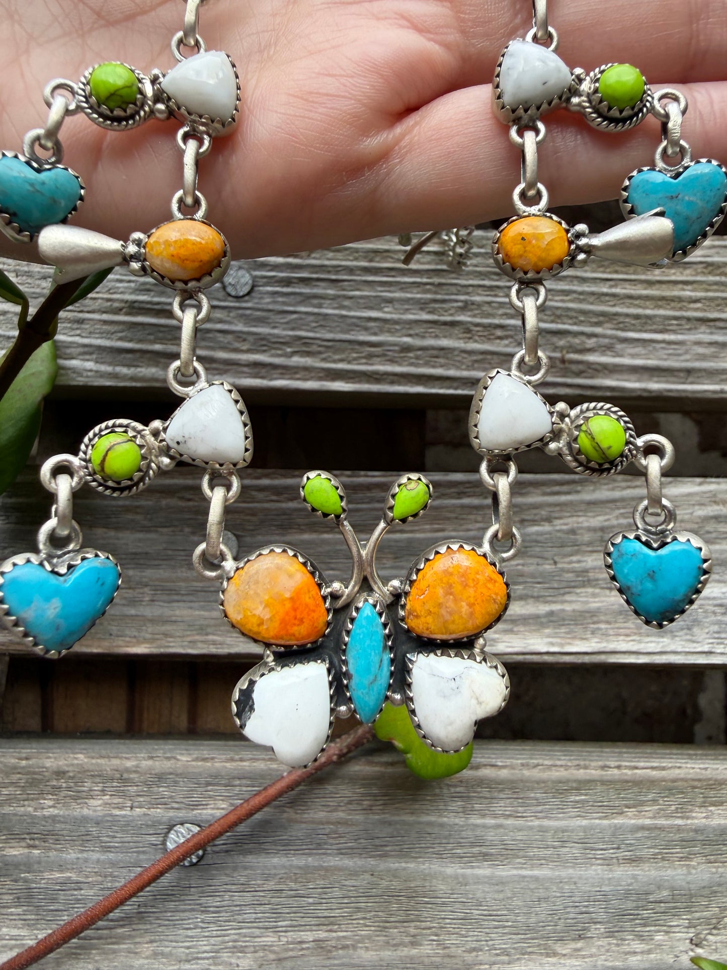 Bumblebee Jasper, Kingman Turquoise, and Lime Dahlia Statement Necklace or Choker