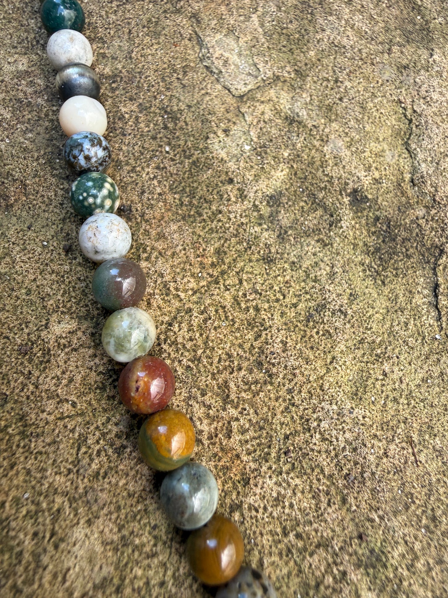 Ocean Jasper and Desert Pearl Sterling Silver Necklace