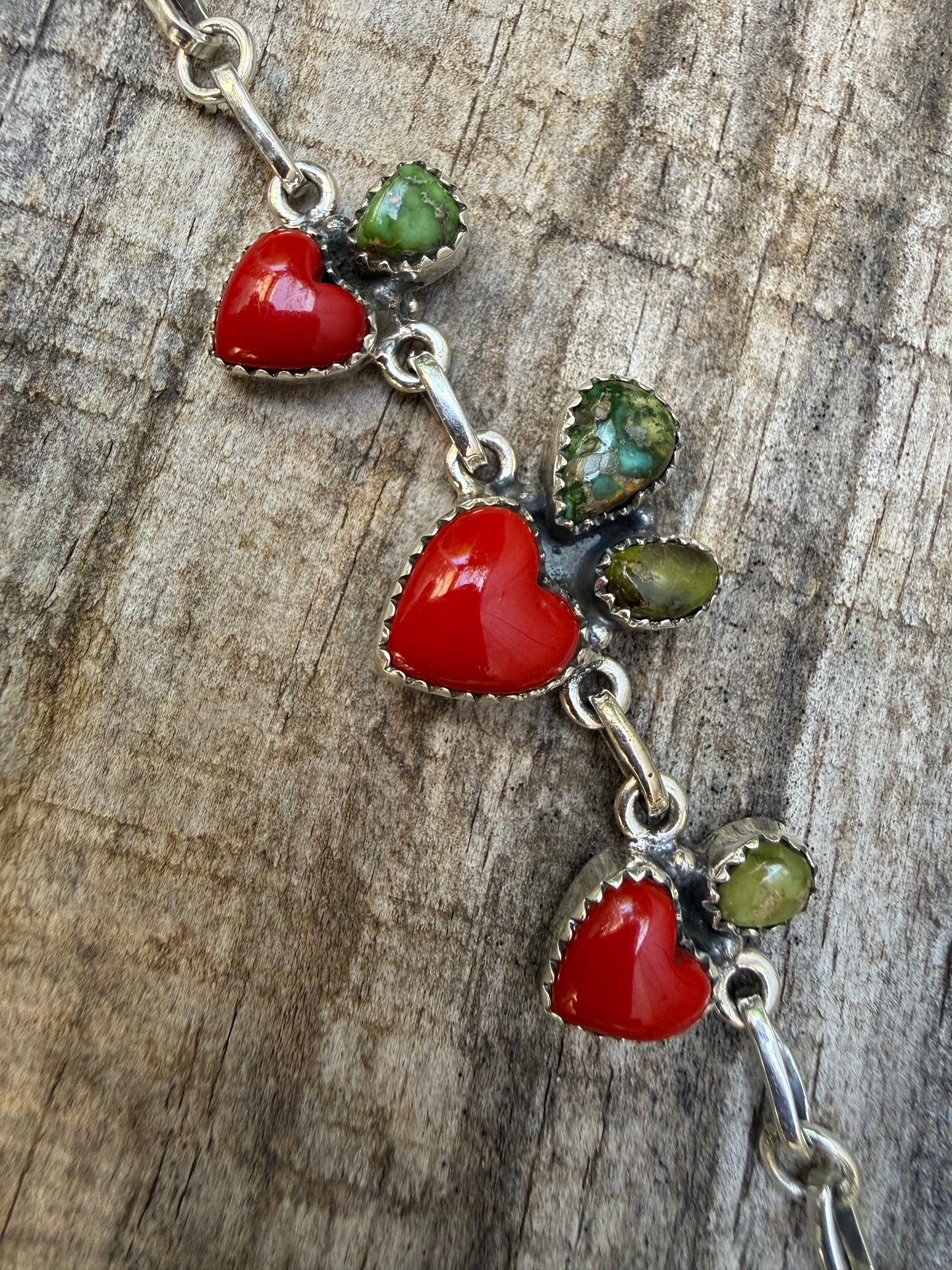 Cherry Red Rosarita and Sonoran Gold Turquoise Sterling Silver Bracelet