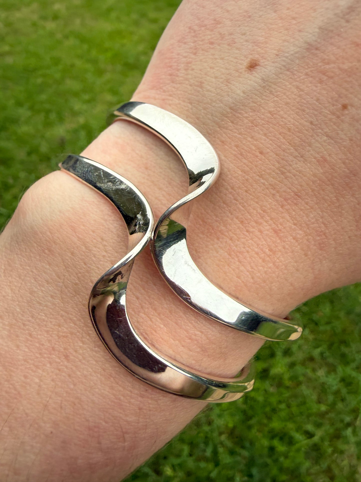 Native Sterling Silver Double Band Wave Cuff