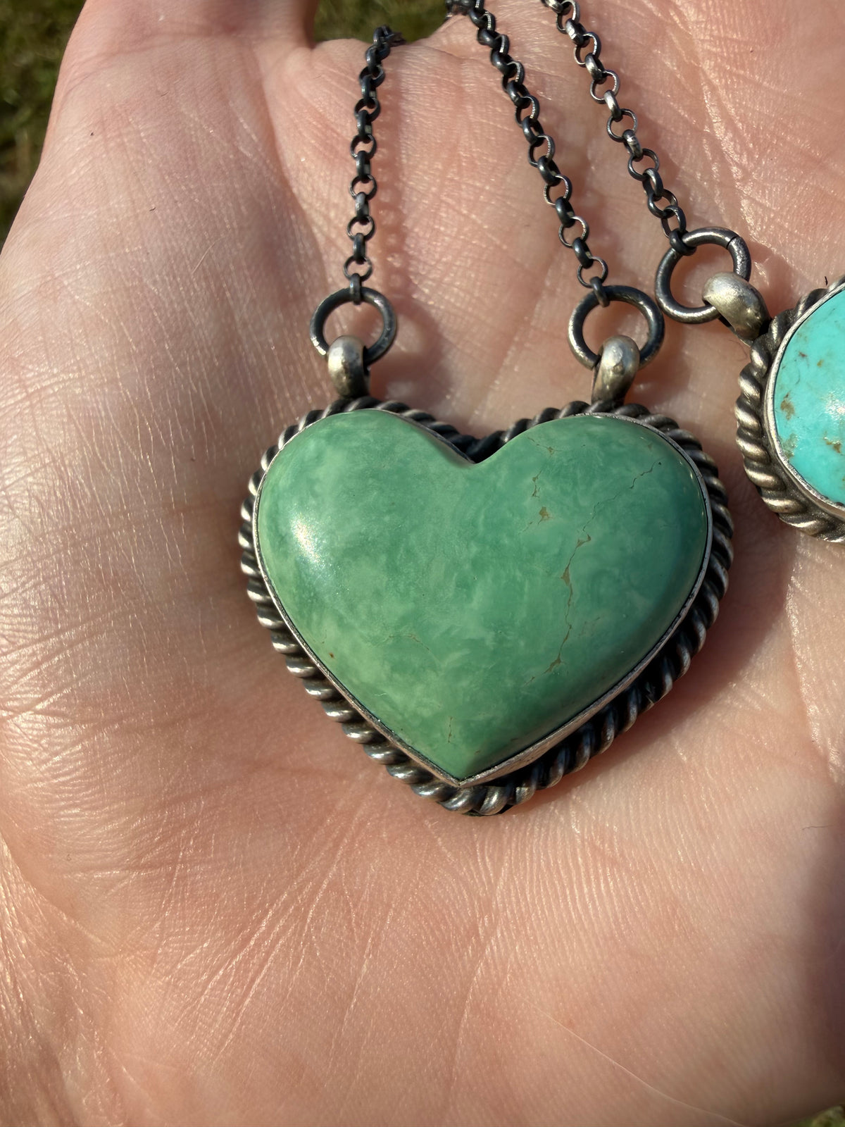 Navajo Turquoise Heart Sterling Silver Necklace