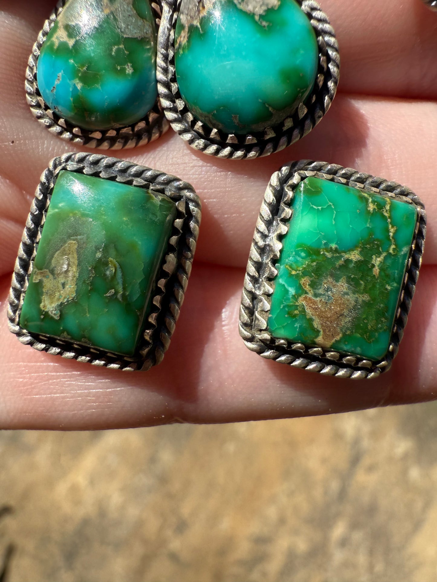 Sonoran Gold Turquoise Stud Sterling Silver Earring