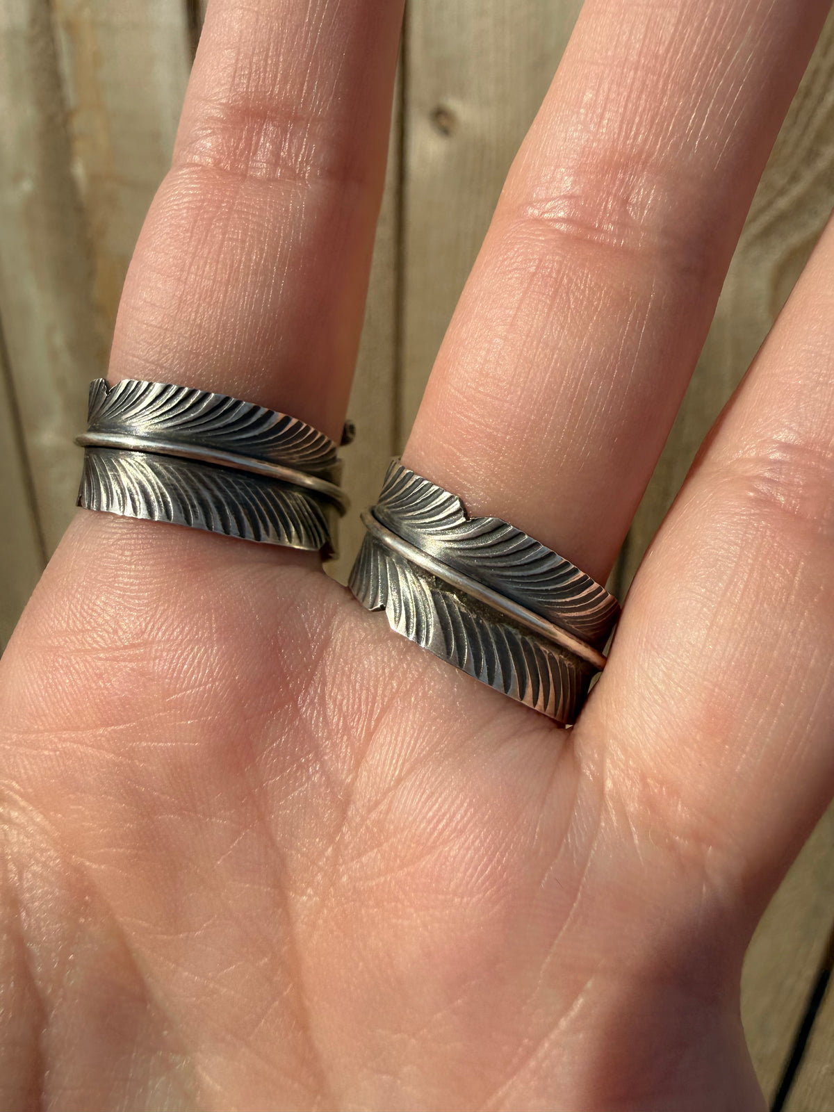Navajo Single Turquoise Stone Feather Bypass Floater Sterling Silver Ring