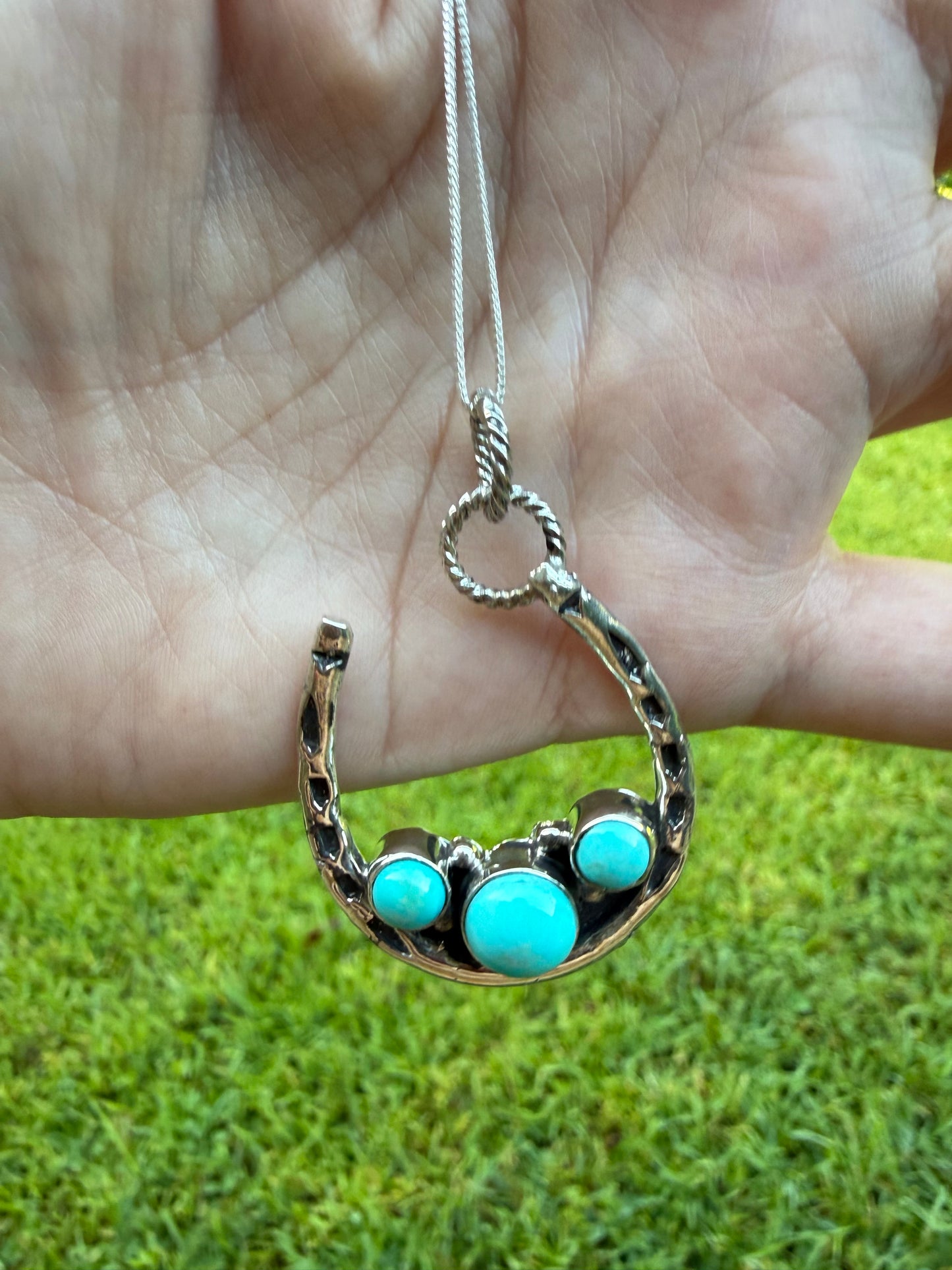 Navajo Turquoise Sideways Hanging Horseshoe