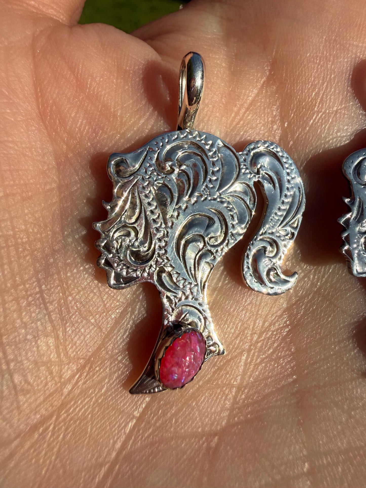 Navajo Pink Balloon Opal Sterling Silver Pendant