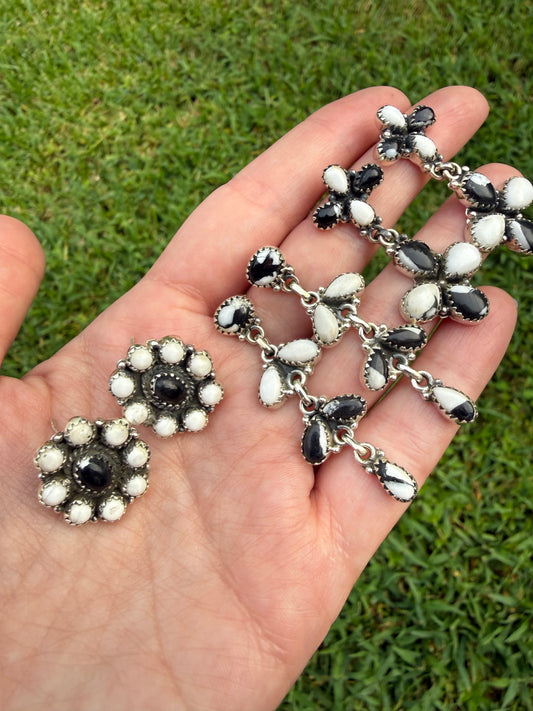 White Buffalo Sterling Silver Cluster  or Dangle Earrings