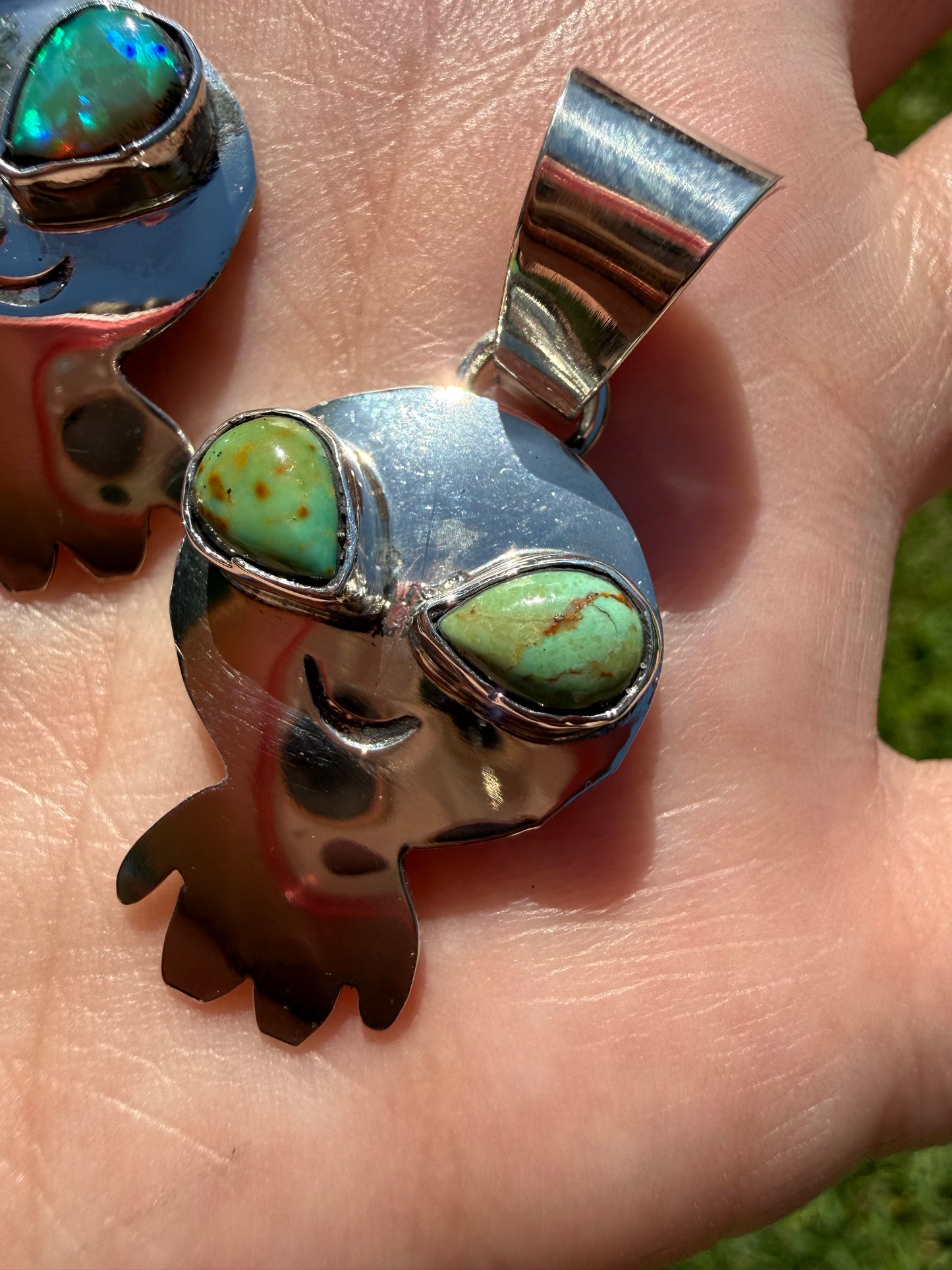 Navajo Turquoise Alien Sterling Silver Pendant