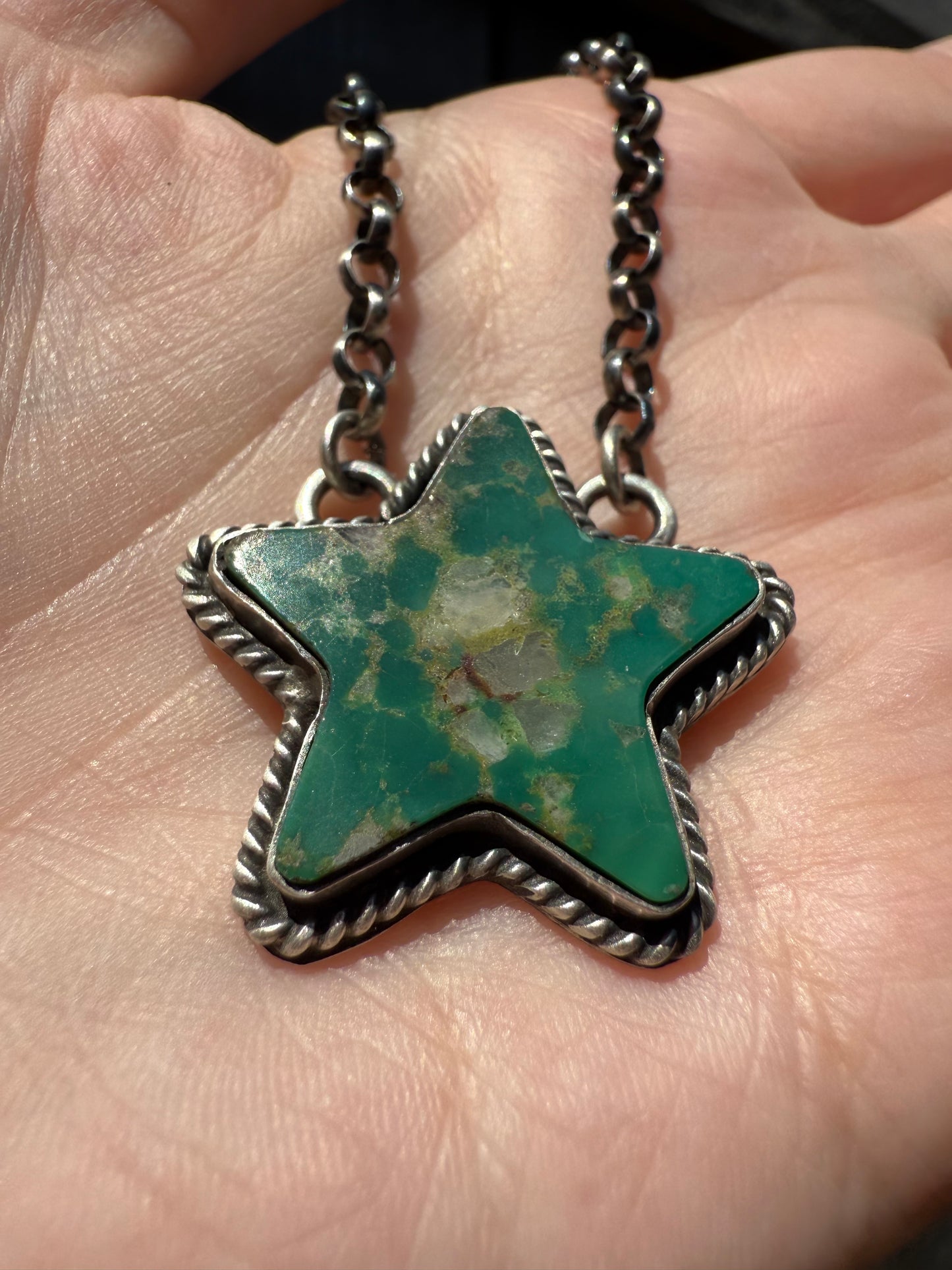 Navajo Turquoise Star Sterling Silver Necklace