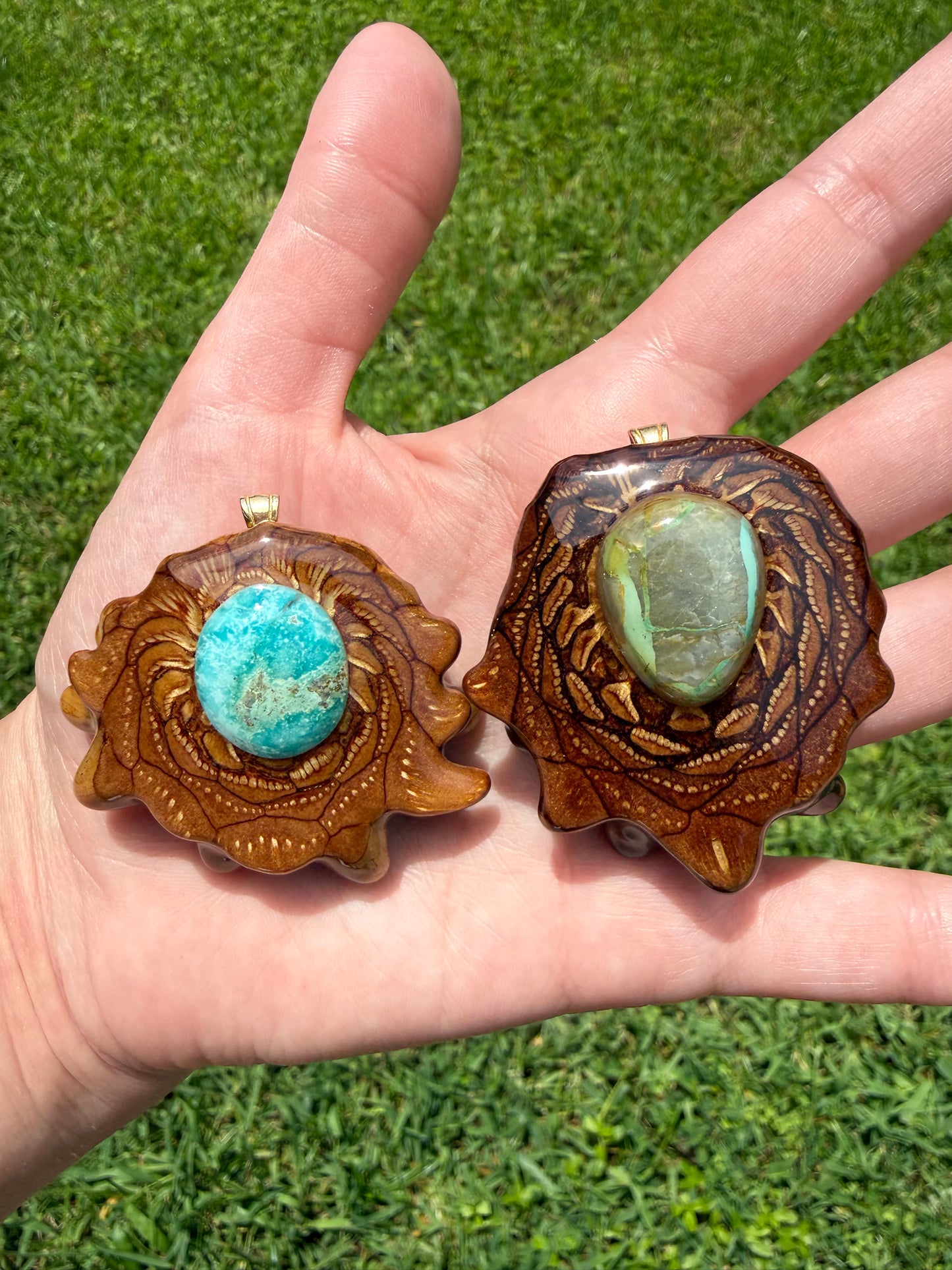 Turquoise with Matrix Pinecone Pendant