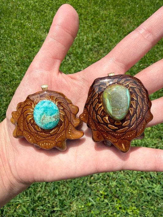 Turquoise with Matrix Pinecone Pendant