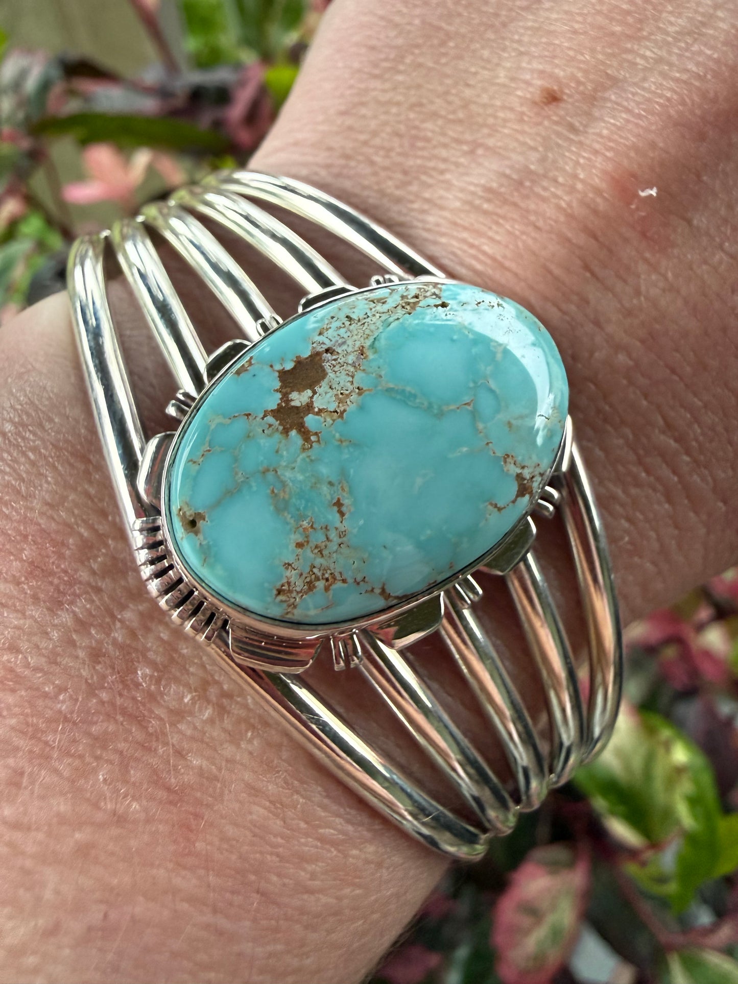 Navajo Handmade Dry Creek Sterling Silver Handmade Cuff by Larry Yazzie