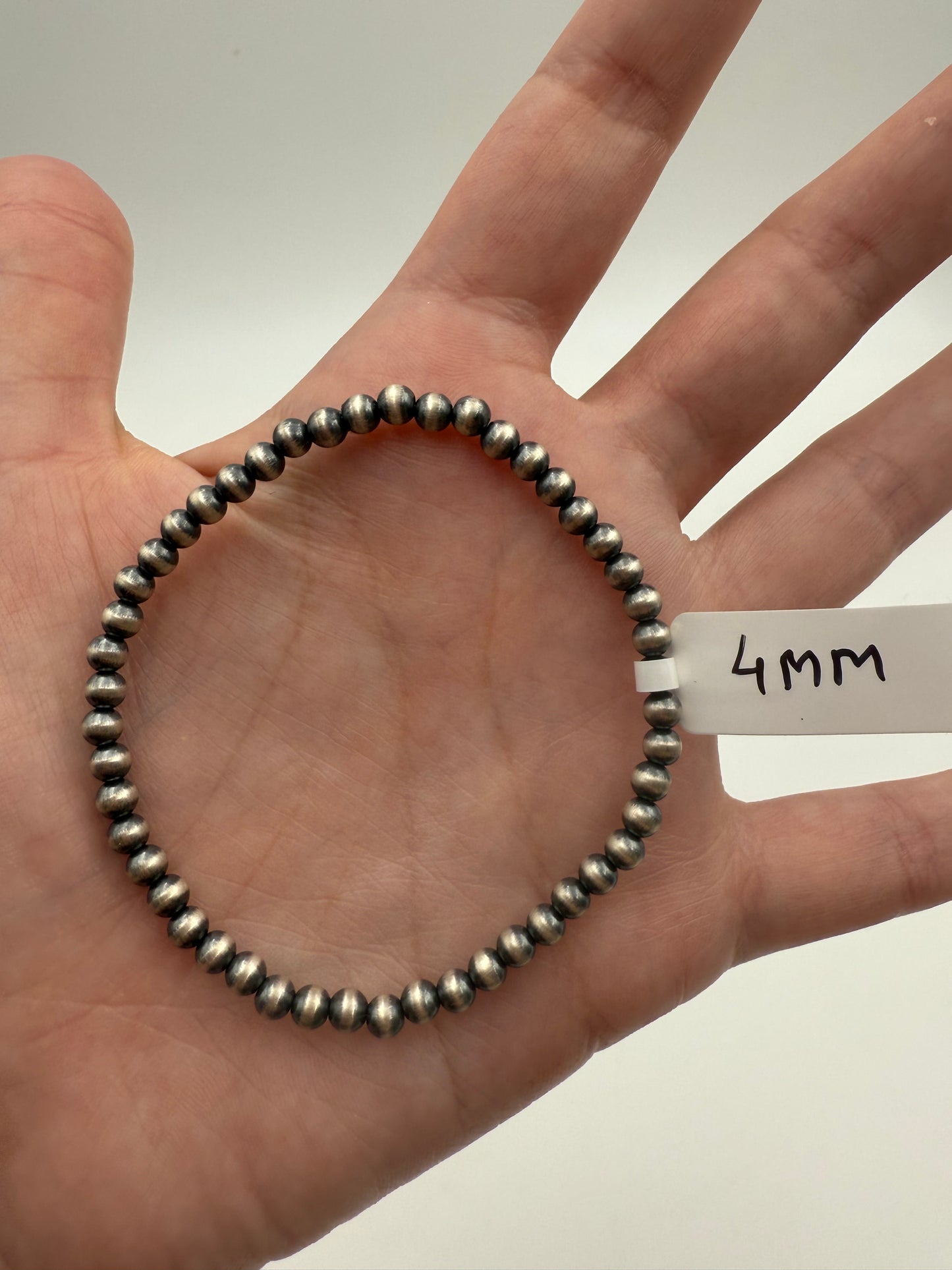 4MM Desert Pearl Sterling Silver  925 Stretch Bracelet