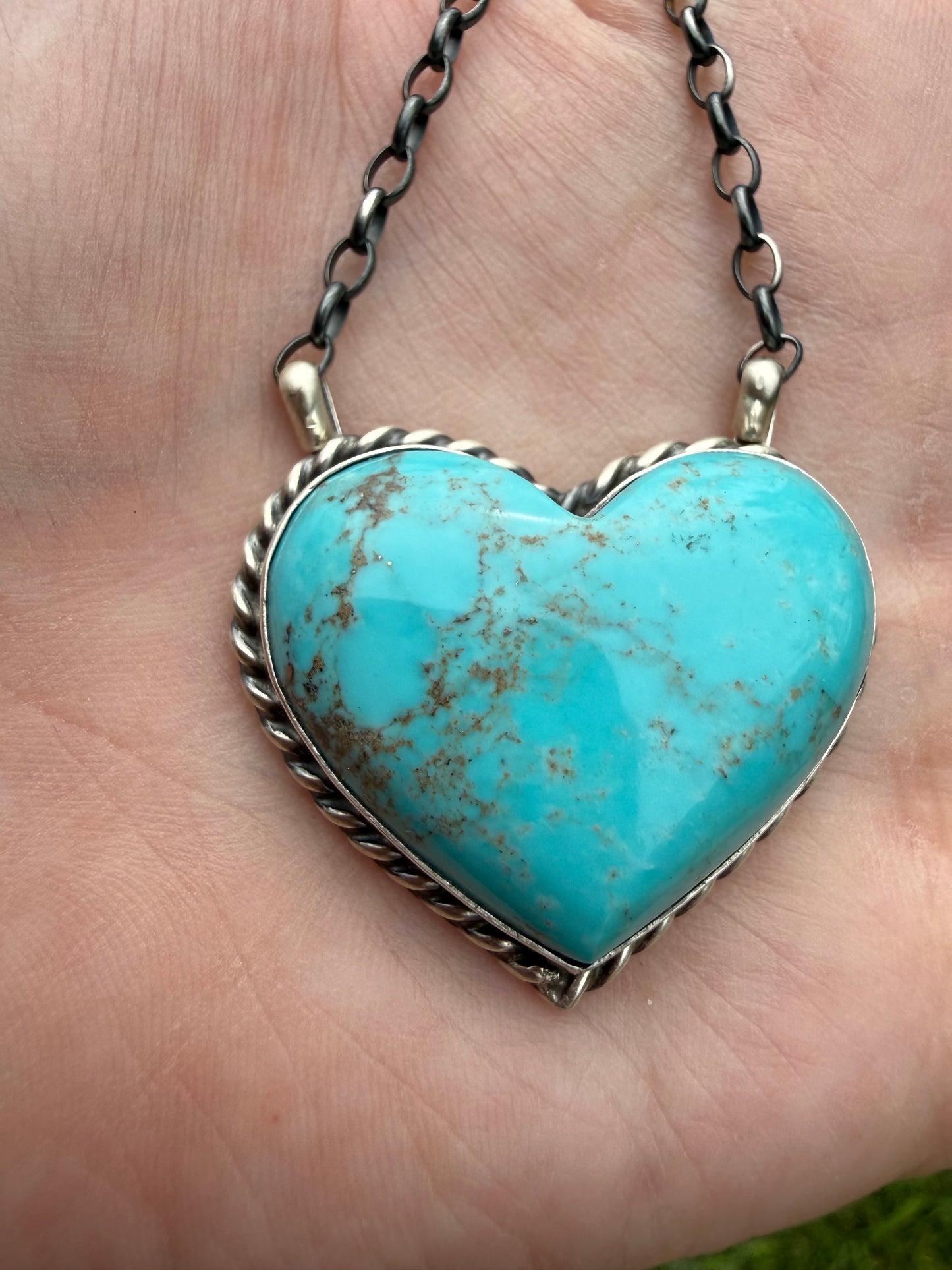 Navajo Turquoise Heart Sterling Silver Necklace