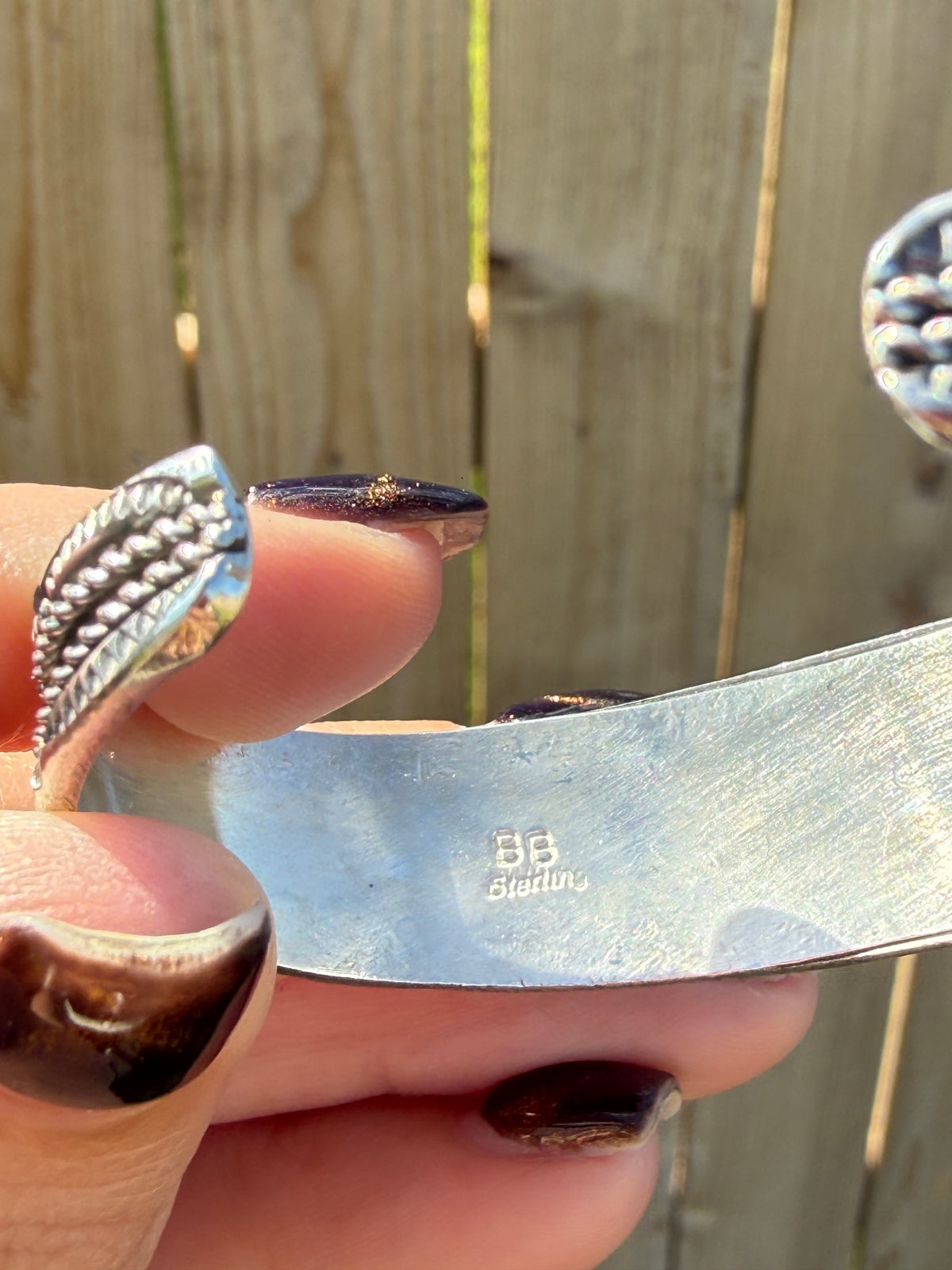 Navajo 5 Stone Thick Silver Detail Accented Sterling Silver Cuff Bracelet