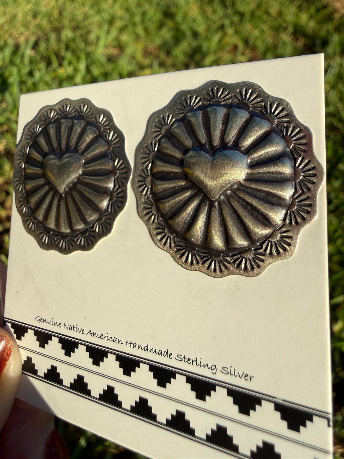 Navajo Heart Single Sterling Silver Concho Stud Earrings