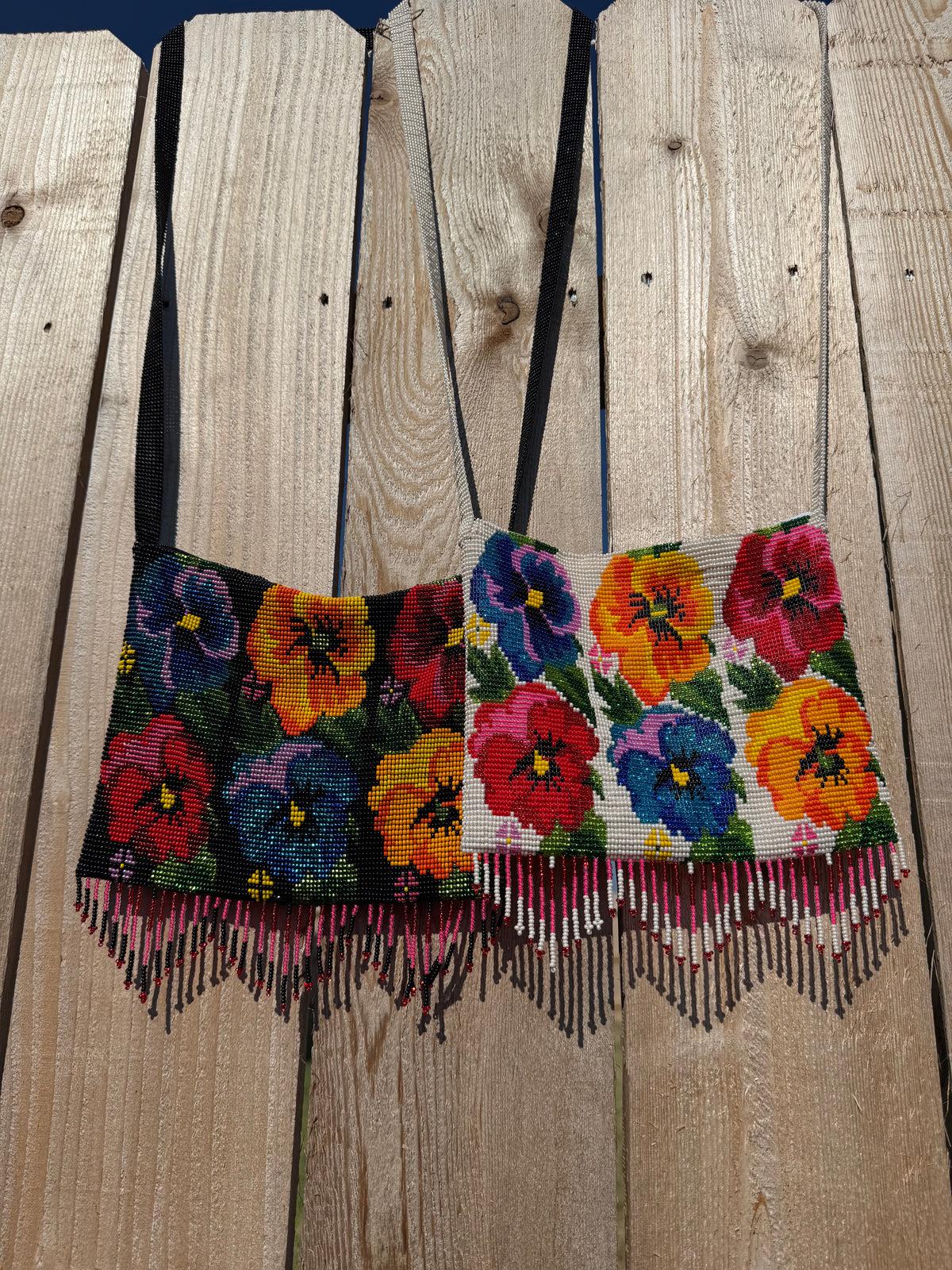 Native Beadwork Big Pansy Flower Crossbody Bag