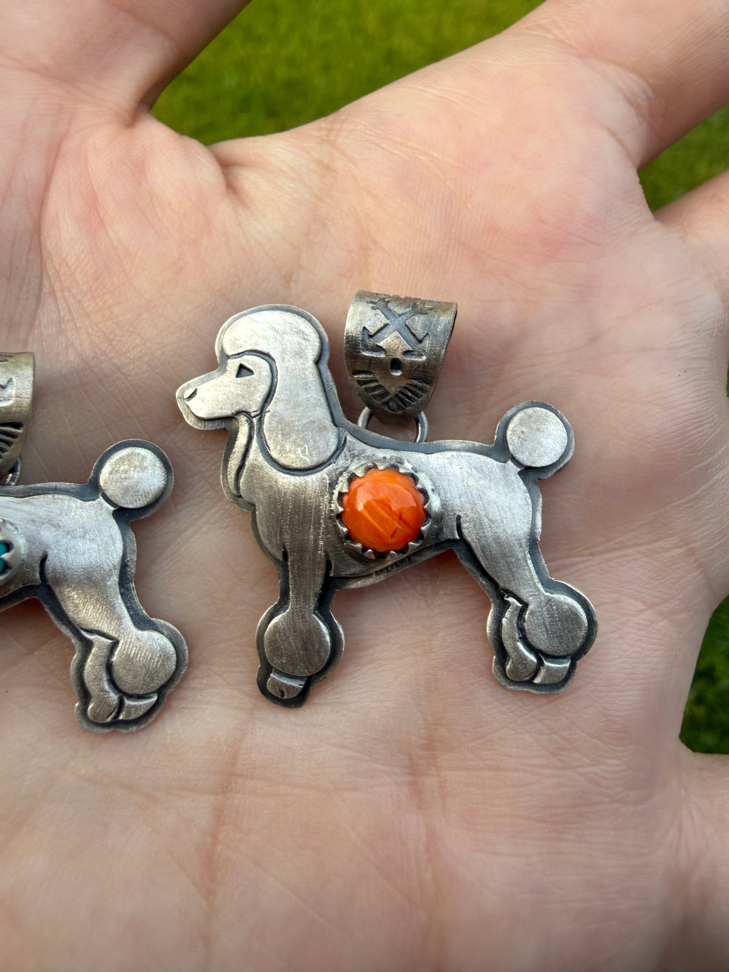 Poodle Dog Sterling Silver Handmade Pendant