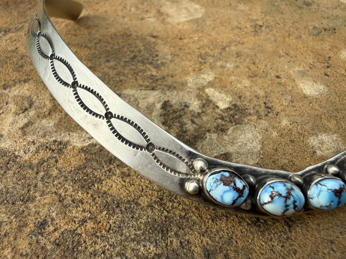 Native Golden Hills Turquoise Torque Sterling Silver Statement Choker by Charles Johnson