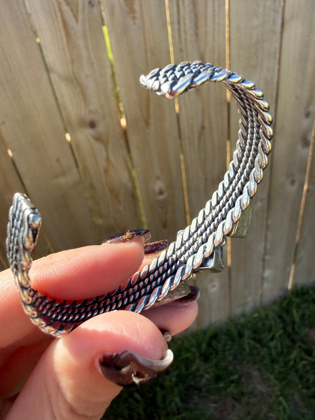 Navajo Triangle Shaped 3 Stone Sterling Silver Cuff Bracelet