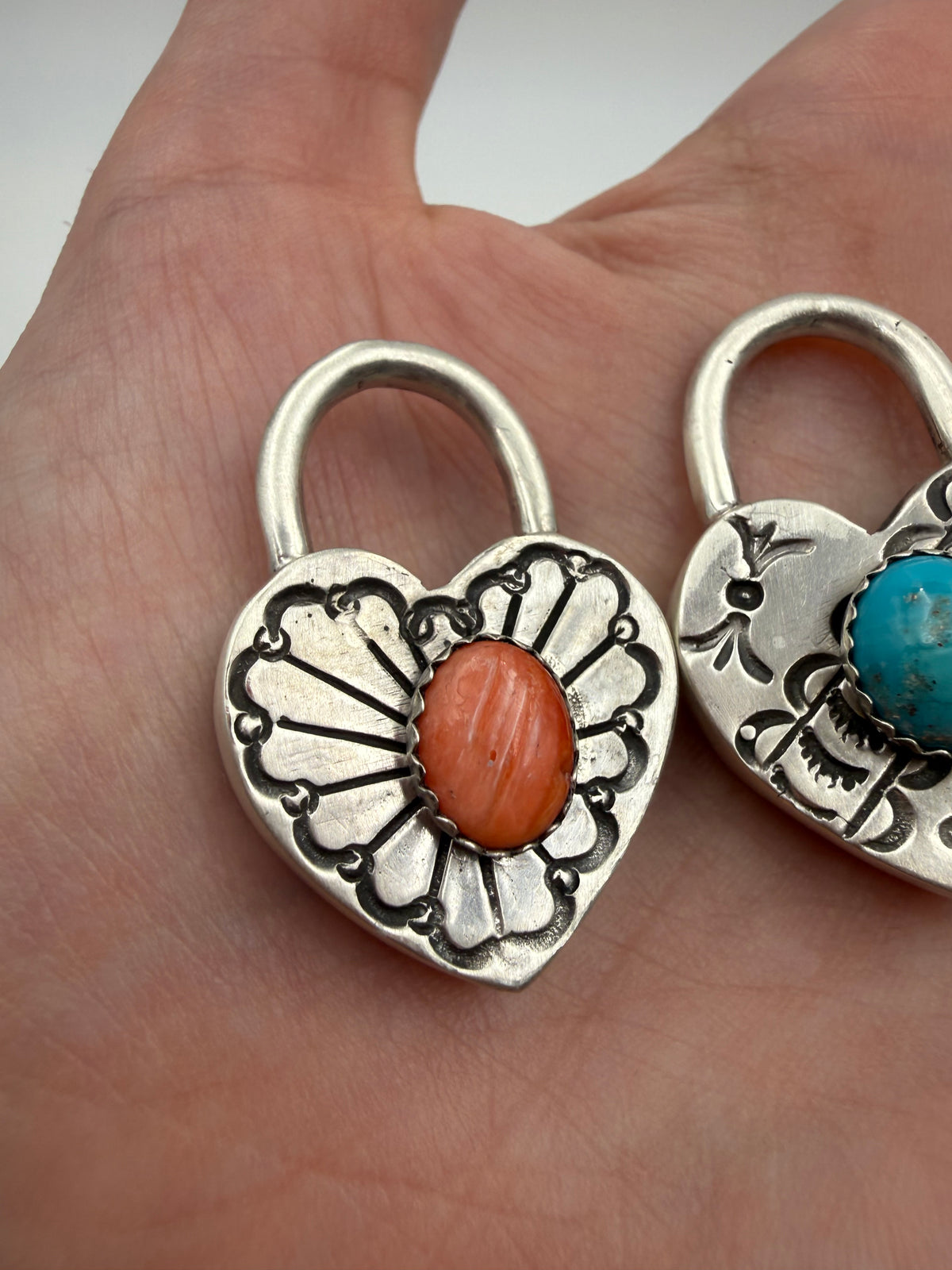 Navajo Multi Stone or Turquoise Locket Sterling Silver Pendant