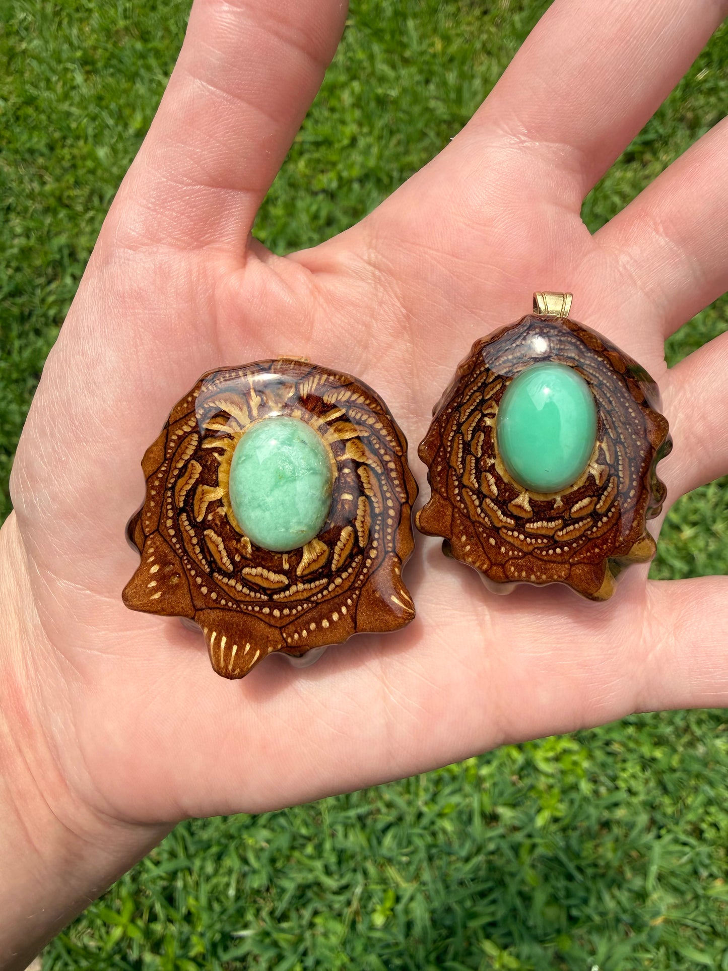 Variscite Pinecone Pendant Necklace