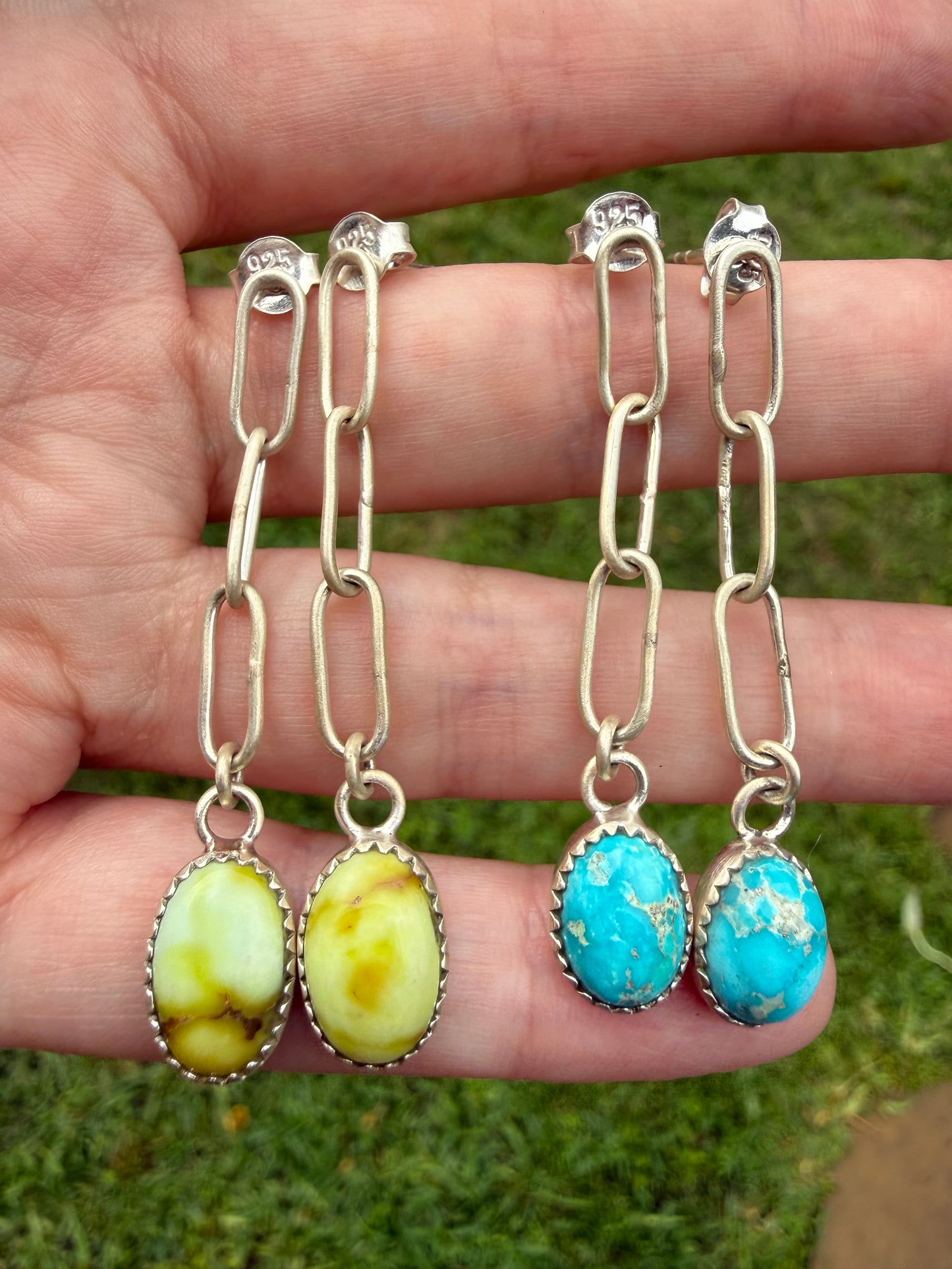 Palomino and Whitewater Chain Dangle Sterling Silver Earrings