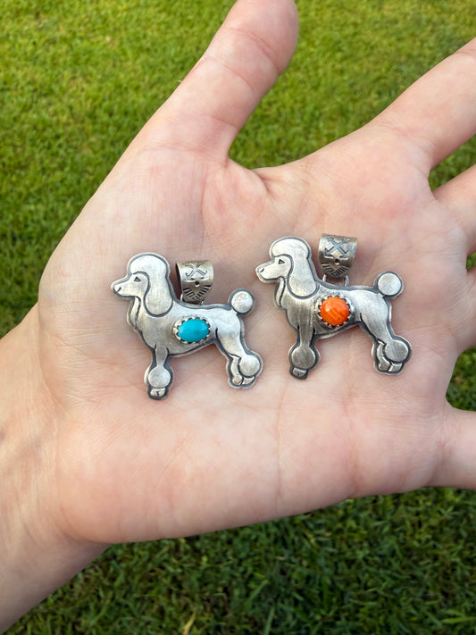 Poodle Dog Sterling Silver Handmade Pendant