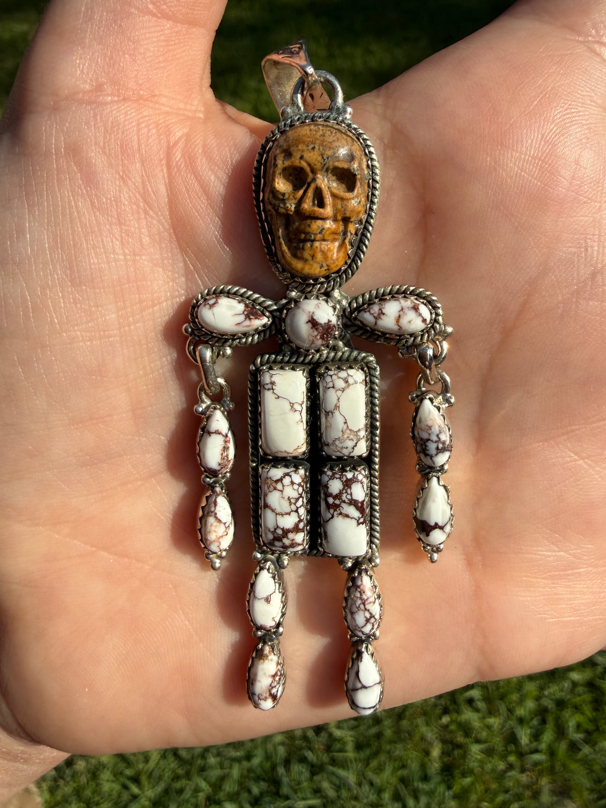 Wild Horse Skeleton Man Sterling Silver Pendant