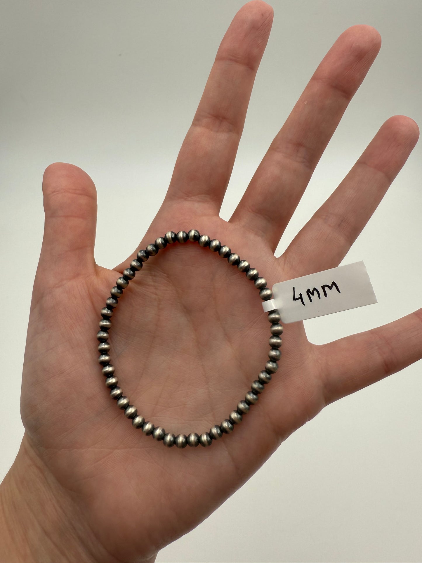 4MM Desert Pearl Sterling Silver  925 Stretch Bracelet