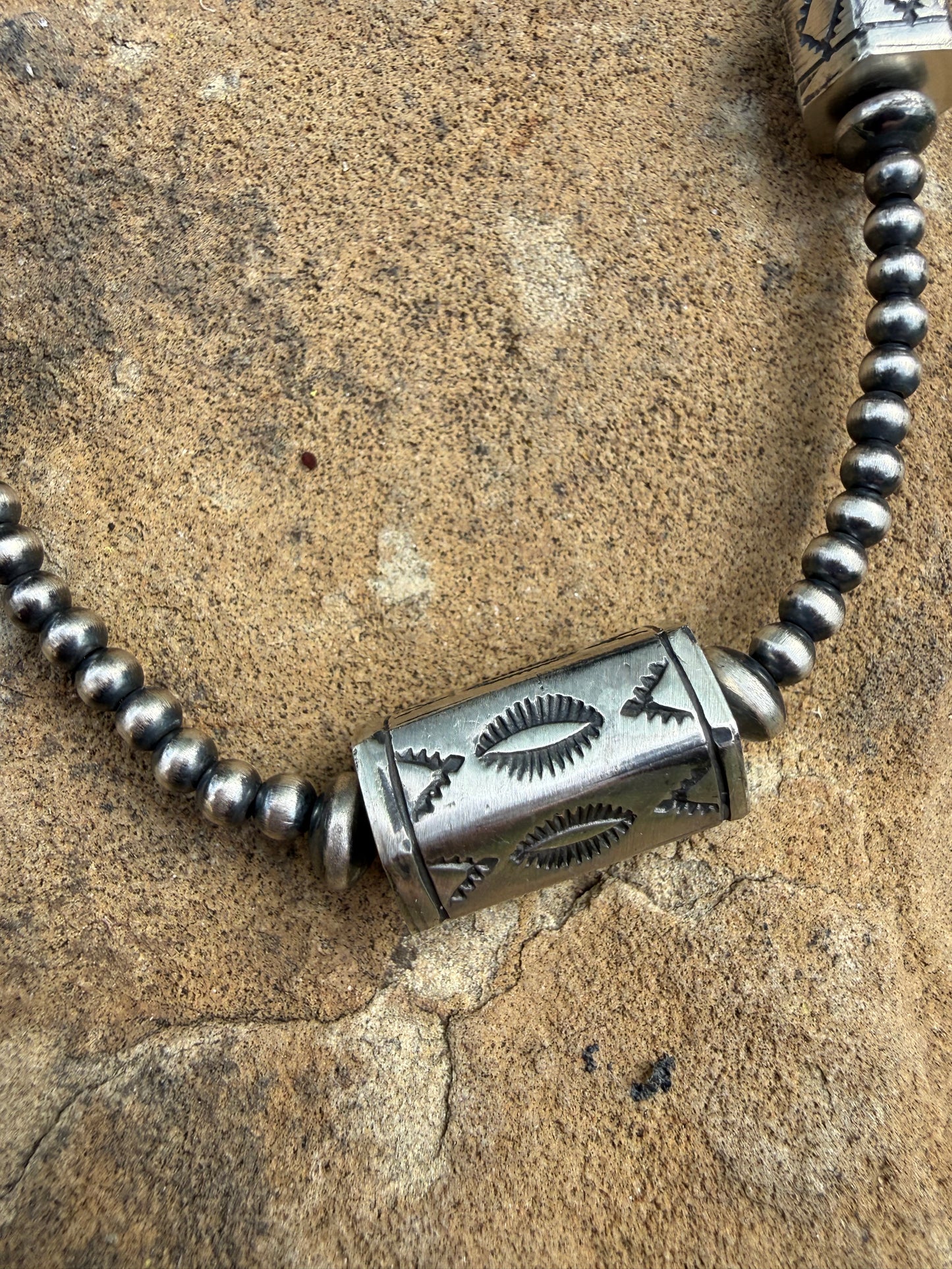 Native Sterling Silver Pearl 30 Inch Necklace by Sharon Cooley