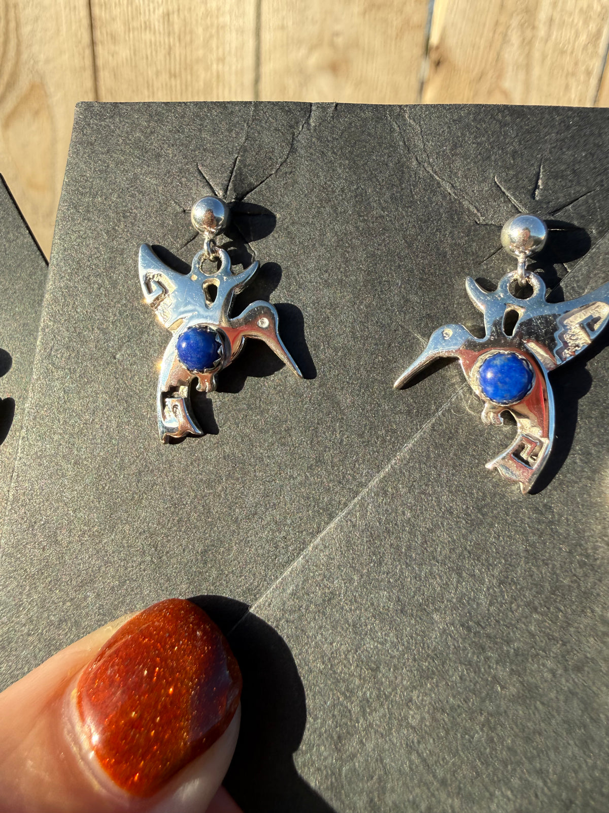 Navajo Hummingbird Multi Stone Sterling Silver Earrings