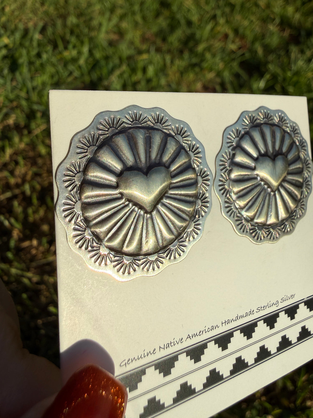Navajo Heart Single Sterling Silver Concho Stud Earrings