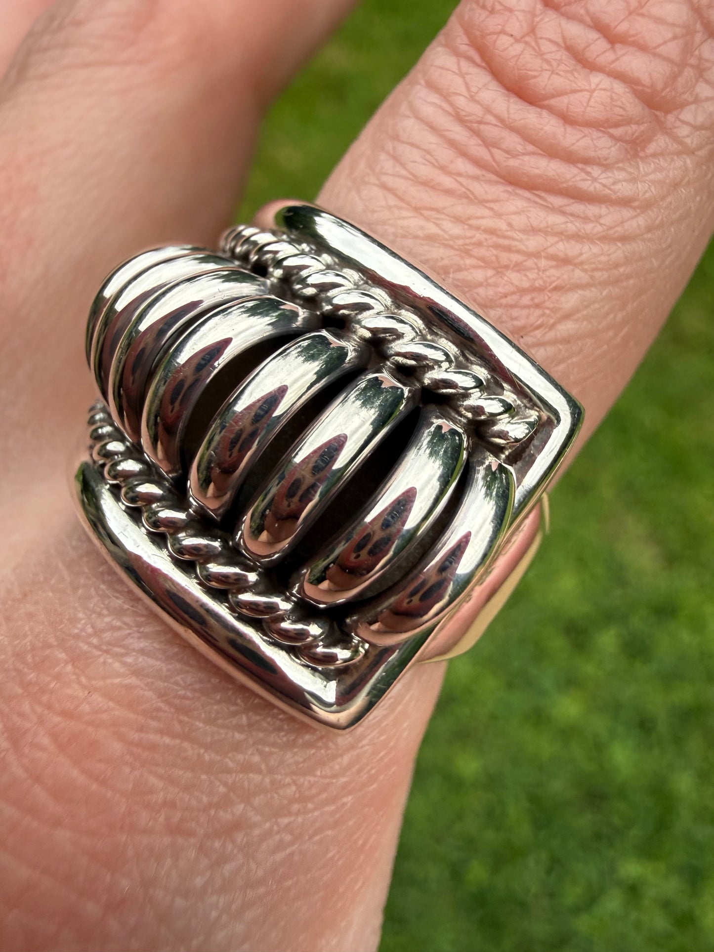 Navajo Sterling Silver Statement Heavy Duty Ring by Thomas Charley Size 9