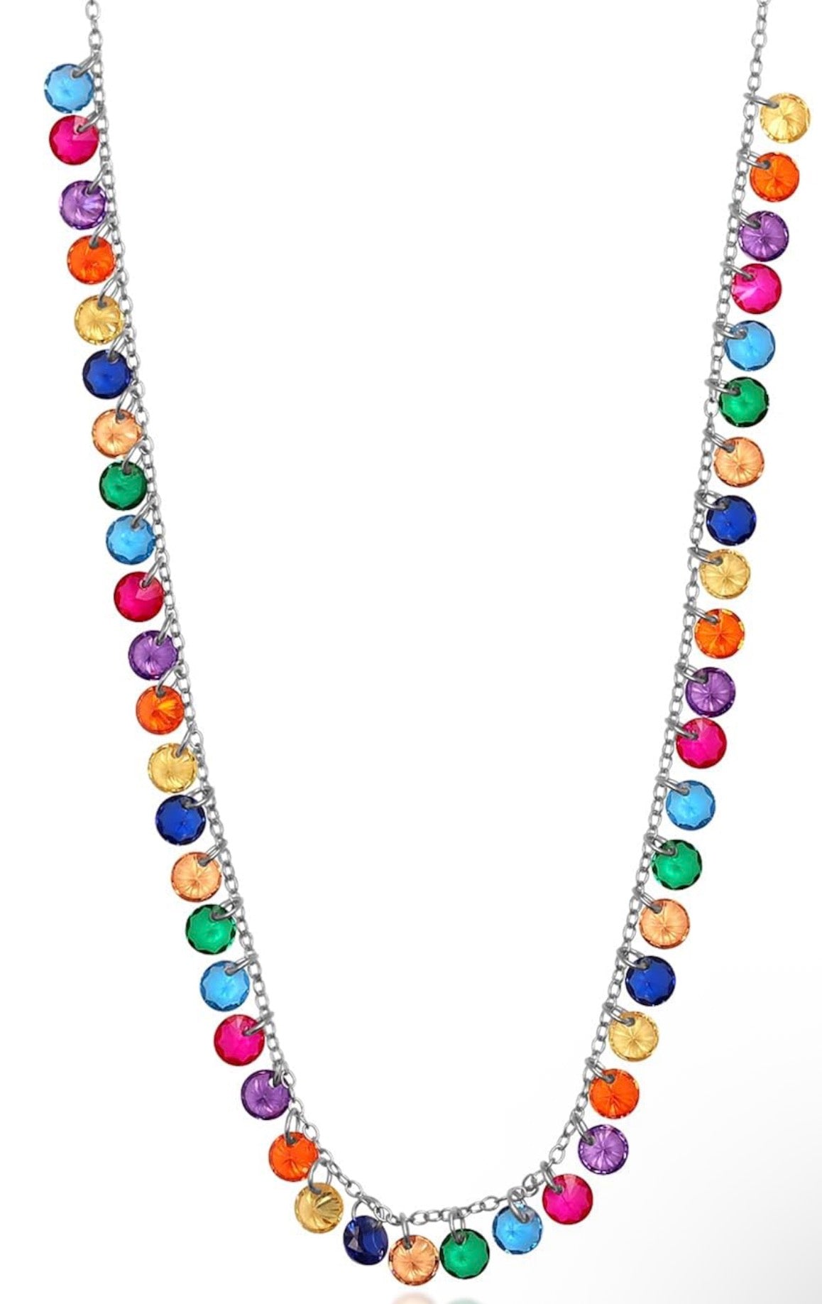 Rainbow Cubic Zirconia Charm Gemstone Necklace