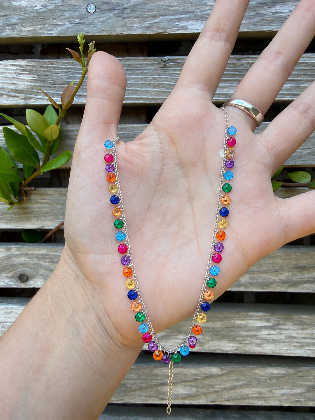 Rainbow Cubic Zirconia Charm Gemstone Necklace