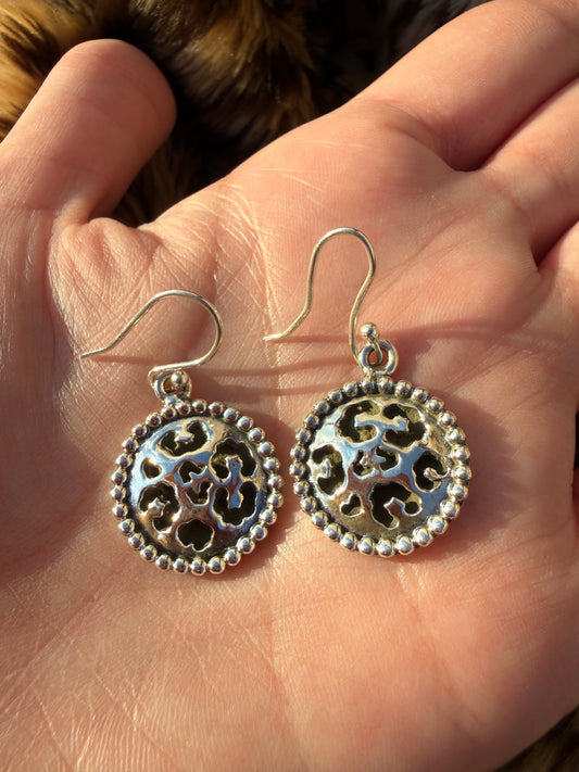 Thee Wild Thing Leopard Print Circle All Sterling Silver Earrings