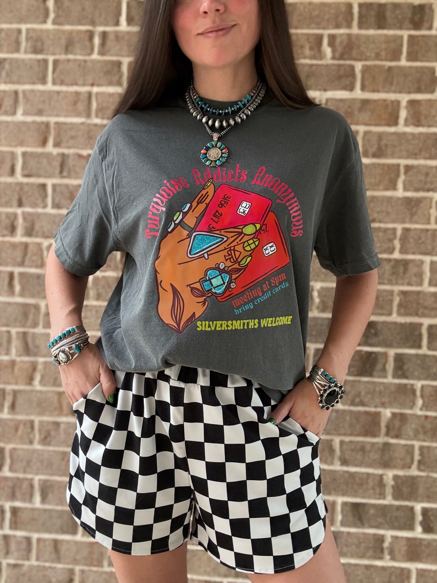 Turquoise Addicts Anonymous Western Graphic Tee 