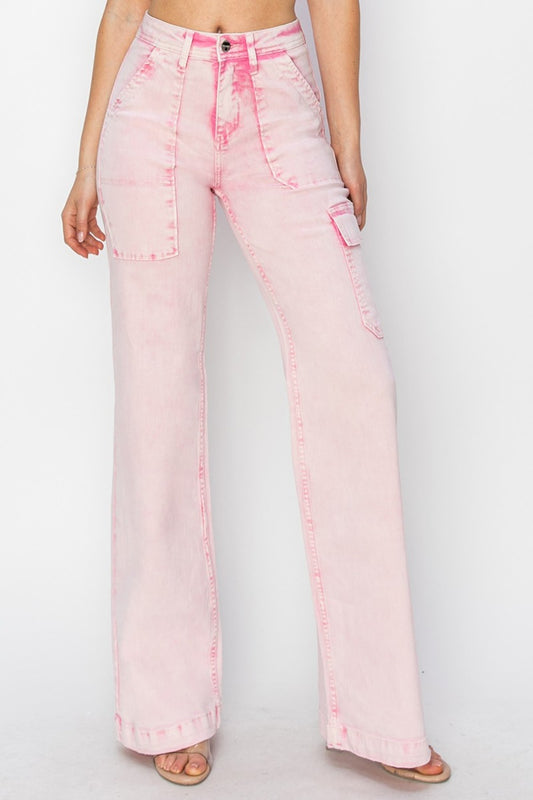 Kylie RISEN Full Size High Rise Cargo Pocket Jeans