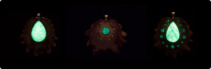 Crushed Turquoise (Glows In The Dark) Pinecone Pendant Necklace