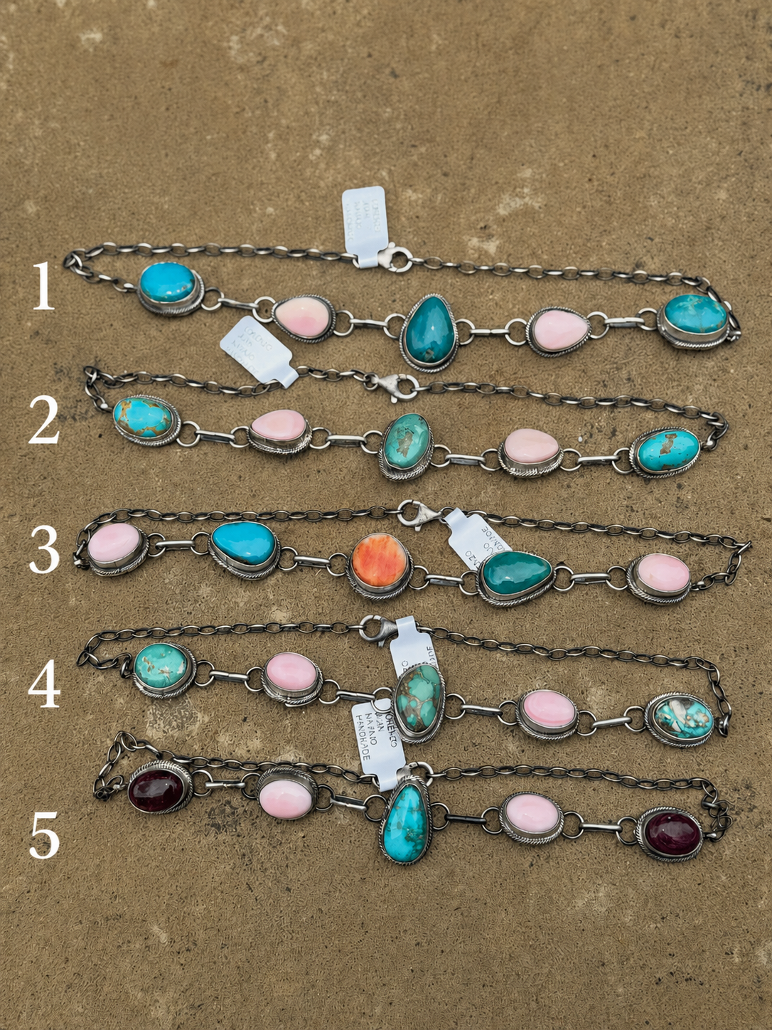 Navajo Pink Conch And Turquoise Multi Colored Sterling Silver Choker